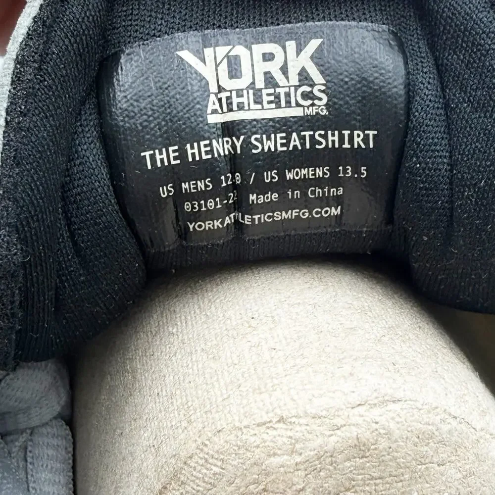 YORK Athletics Mens Henry Sweatshirt Casual Sneakers US 12 Gray Knit NIB